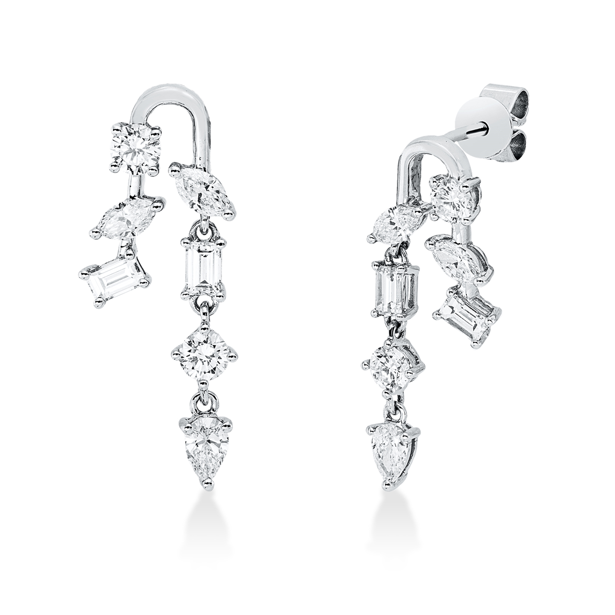 diamond full cut modern woman studs in white gold