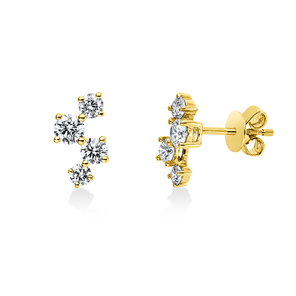 diamond full cut modern woman studs in yellow gold