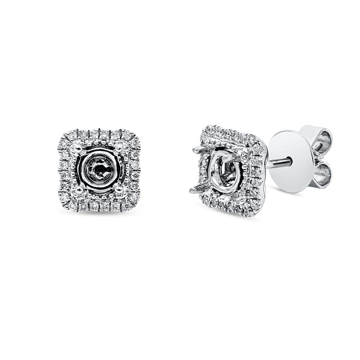 diamond full cut illusion classic studs in white gold