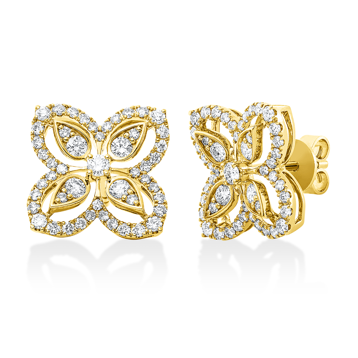 diamond full cut modern woman studs in yellow gold