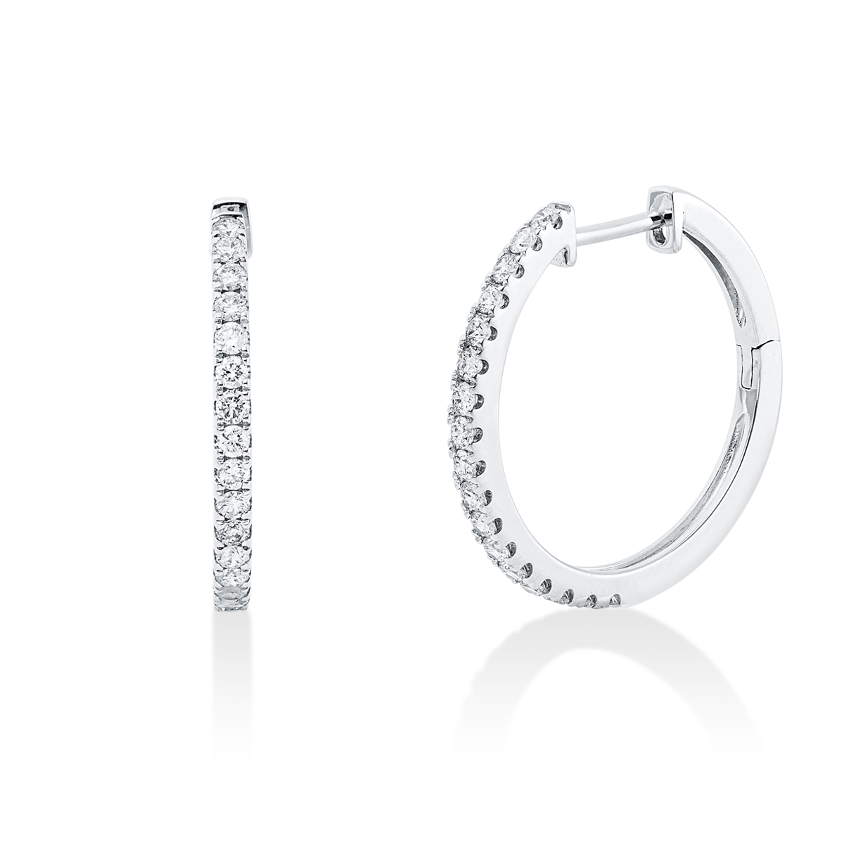 diamond full cut modern woman hoops & huggies in white gold