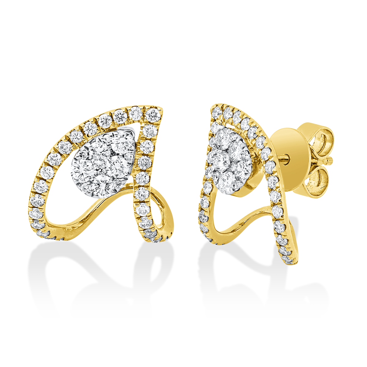 diamond full cut illusion classic studs in yellow gold