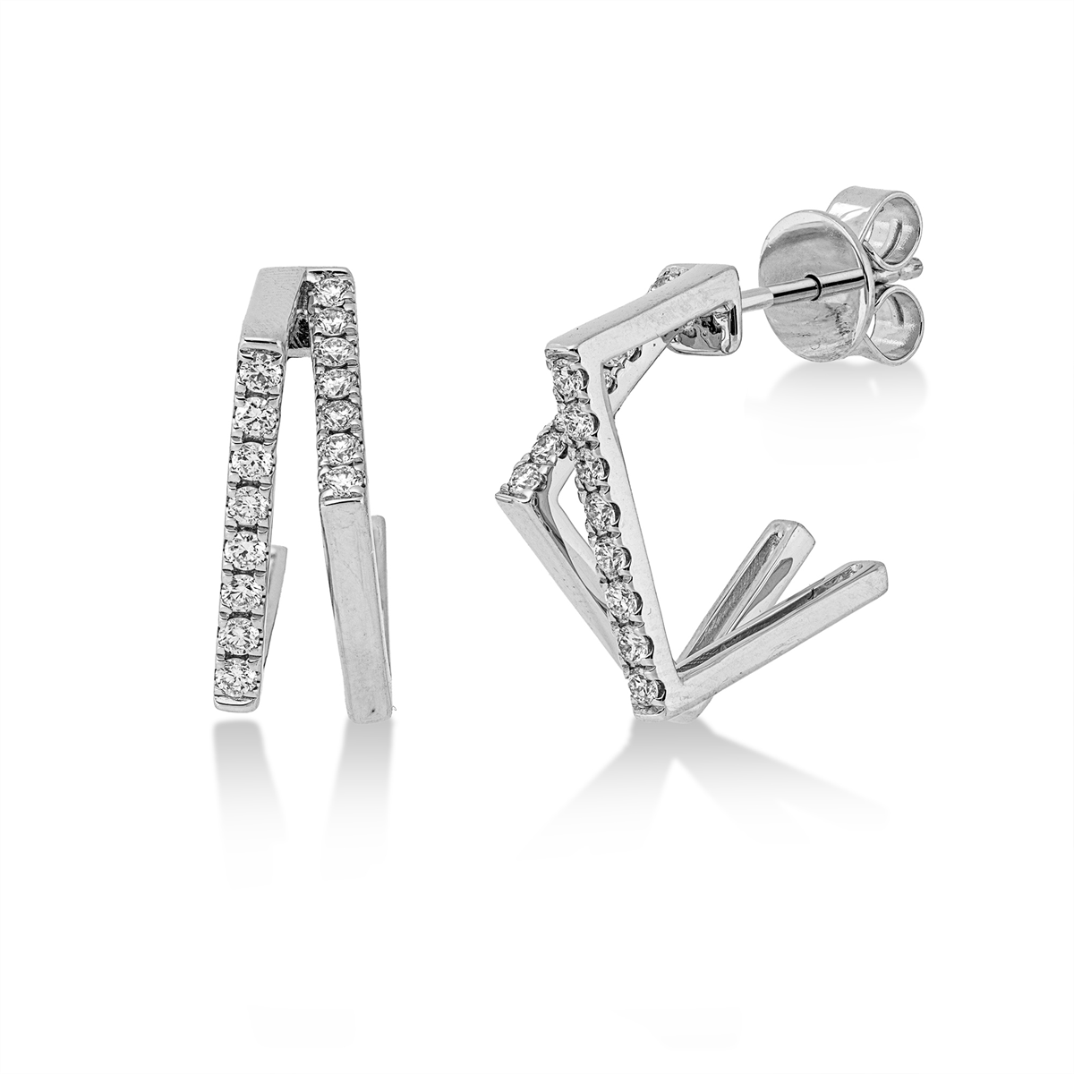 diamond full cut modern woman studs in white gold