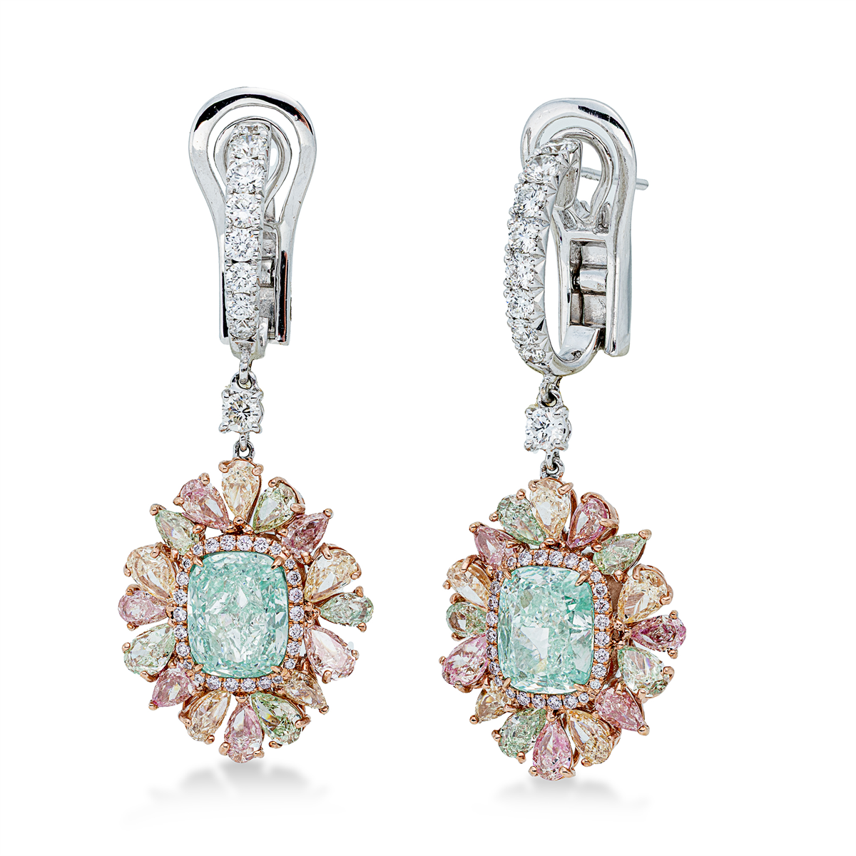 fancy colored diamond earrings - 2W788