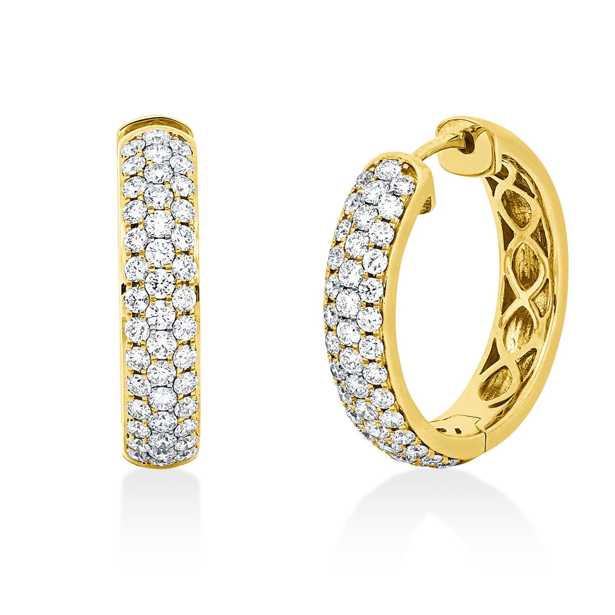 diamond full cut pavé hoops & huggies in yellow gold