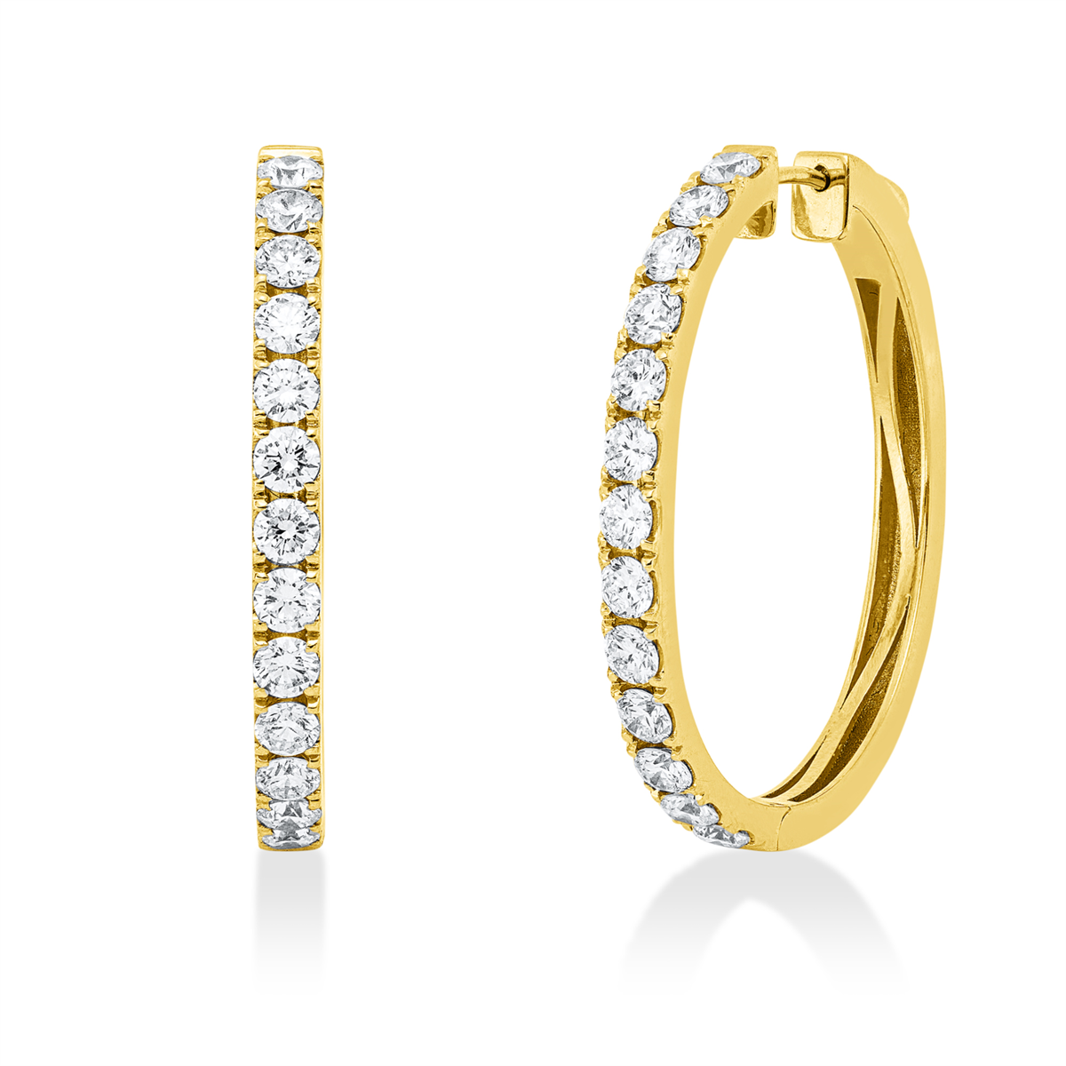 diamond full cut multi-stone hoops & huggies in yellow gold