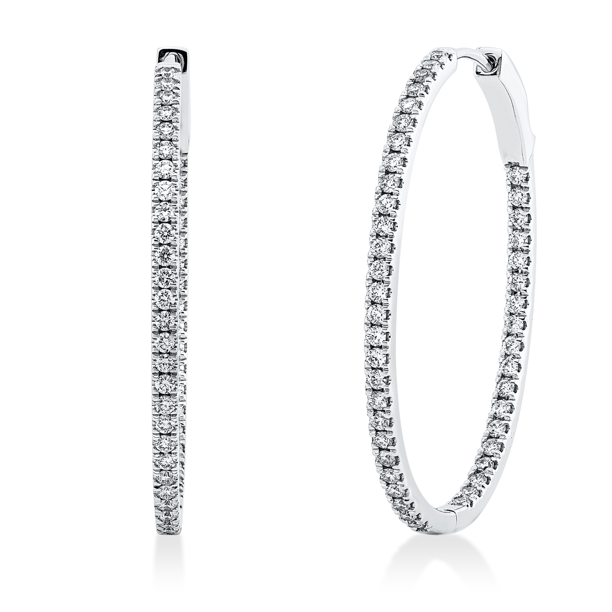 diamond full cut modern woman hoops & huggies in white gold