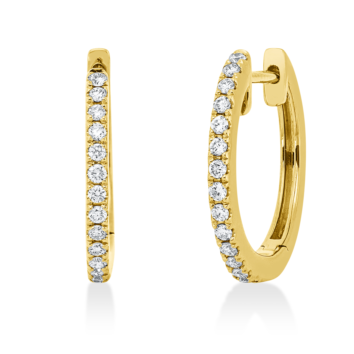 diamond full cut modern woman hoops & huggies in yellow gold
