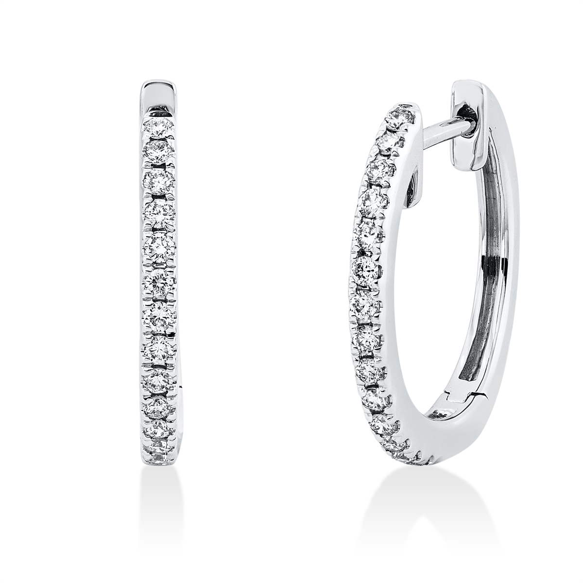 diamond full cut modern woman hoops & huggies in white gold
