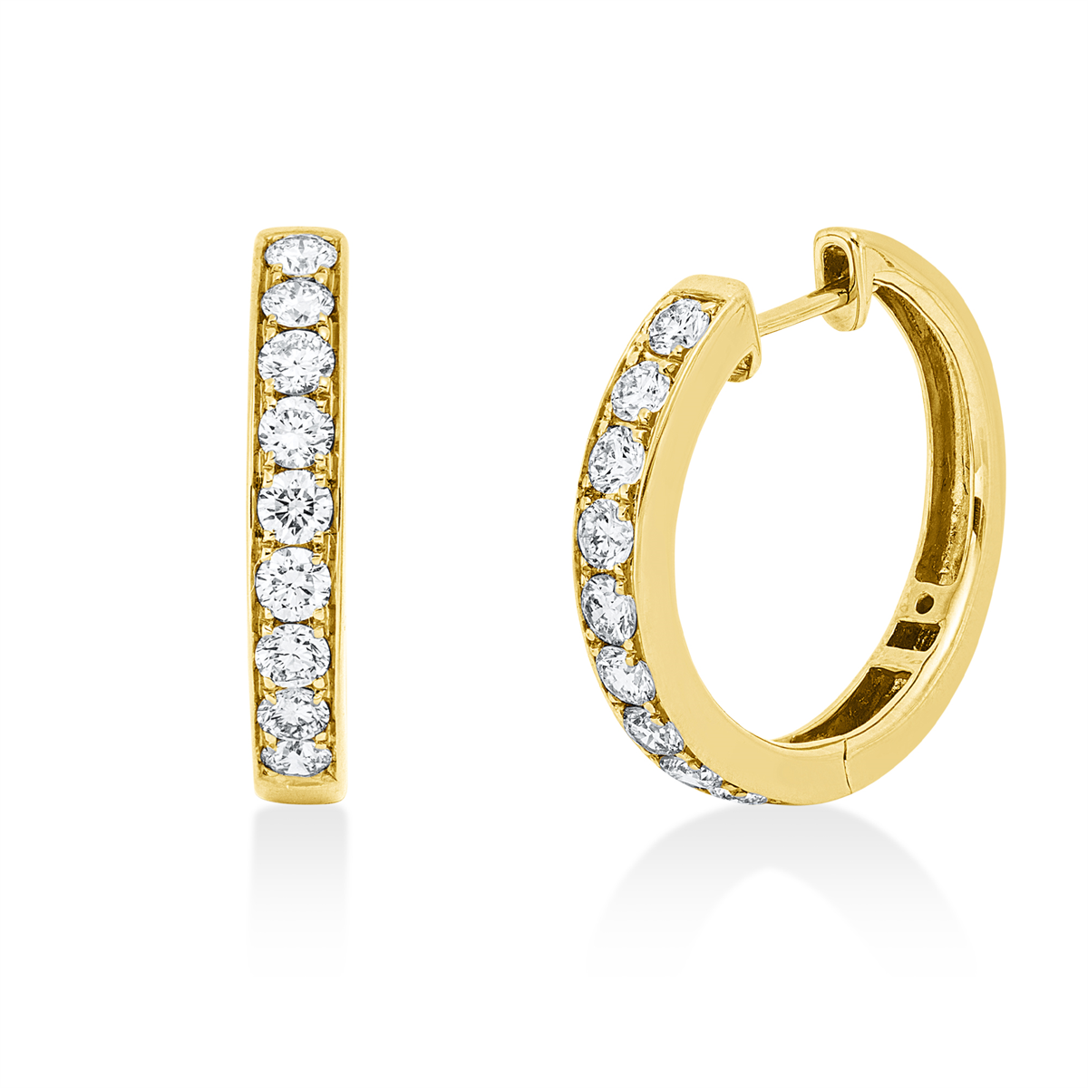 diamond full cut modern woman hoops & huggies in yellow gold