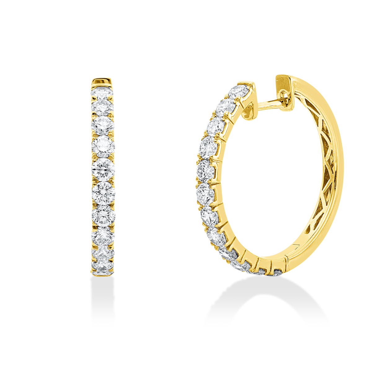 diamond full cut modern woman hoops & huggies in yellow gold