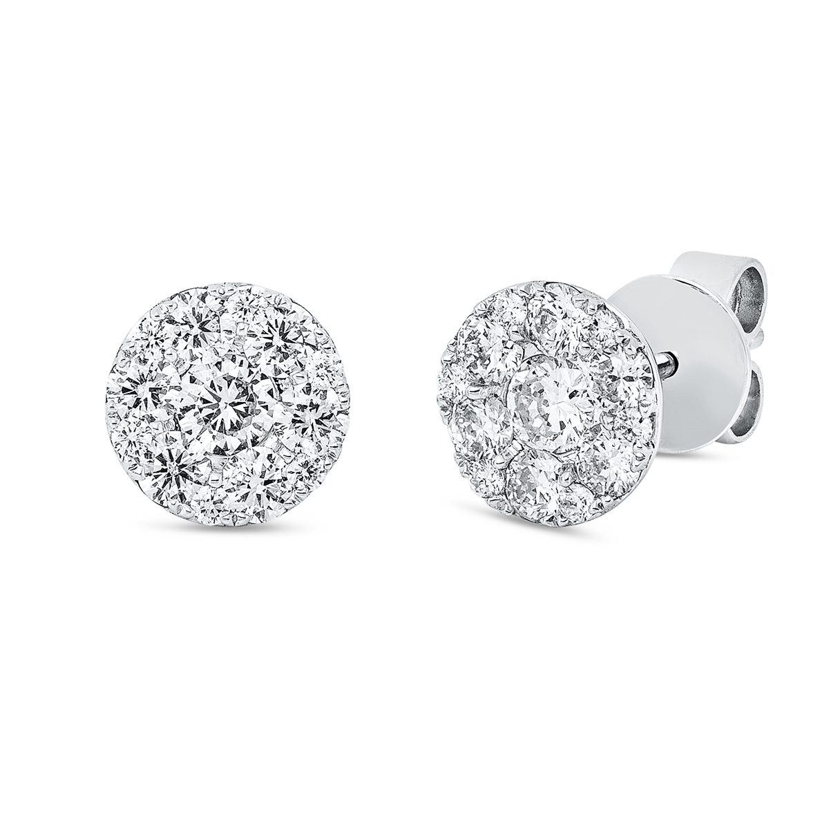 diamond full cut illusion classic studs in white gold