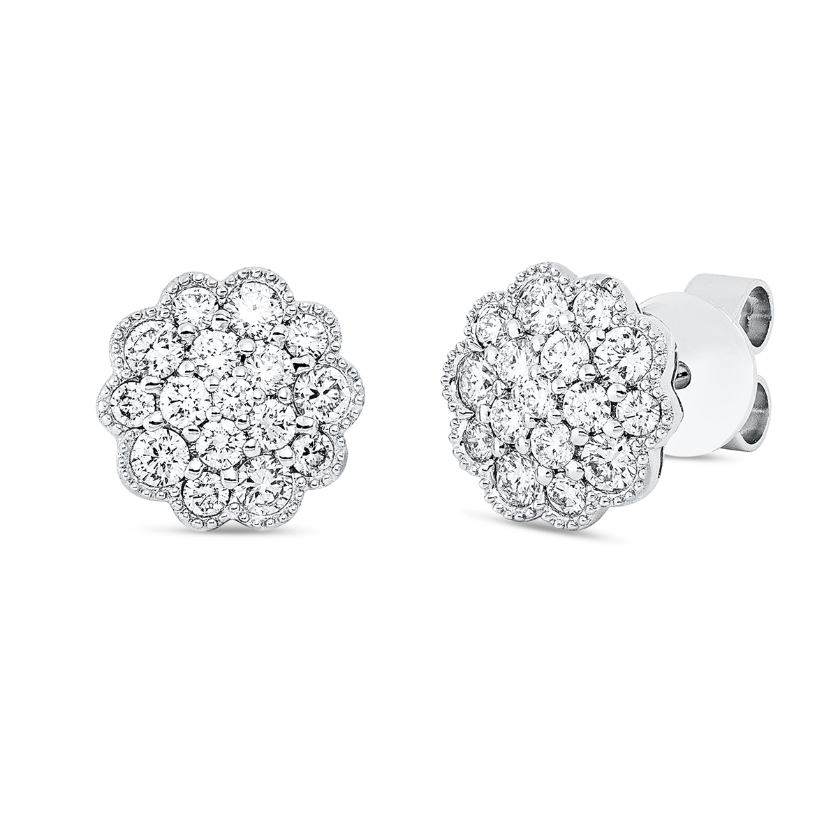 diamond full cut illusion classic studs in white gold