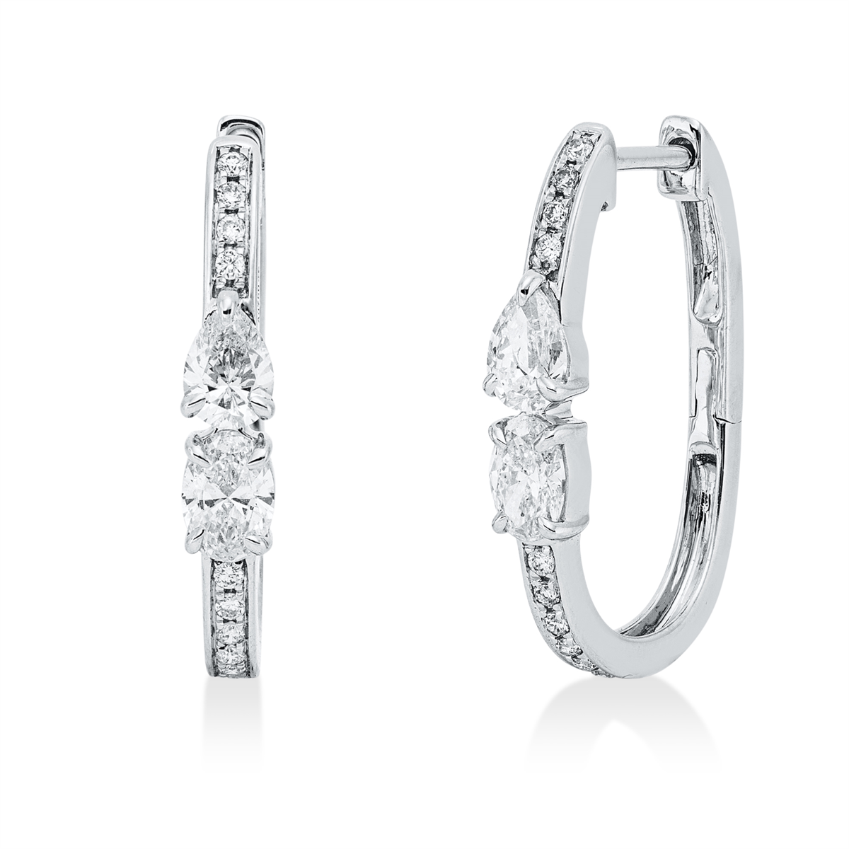 diamond full cut modern woman hoops & huggies in white gold