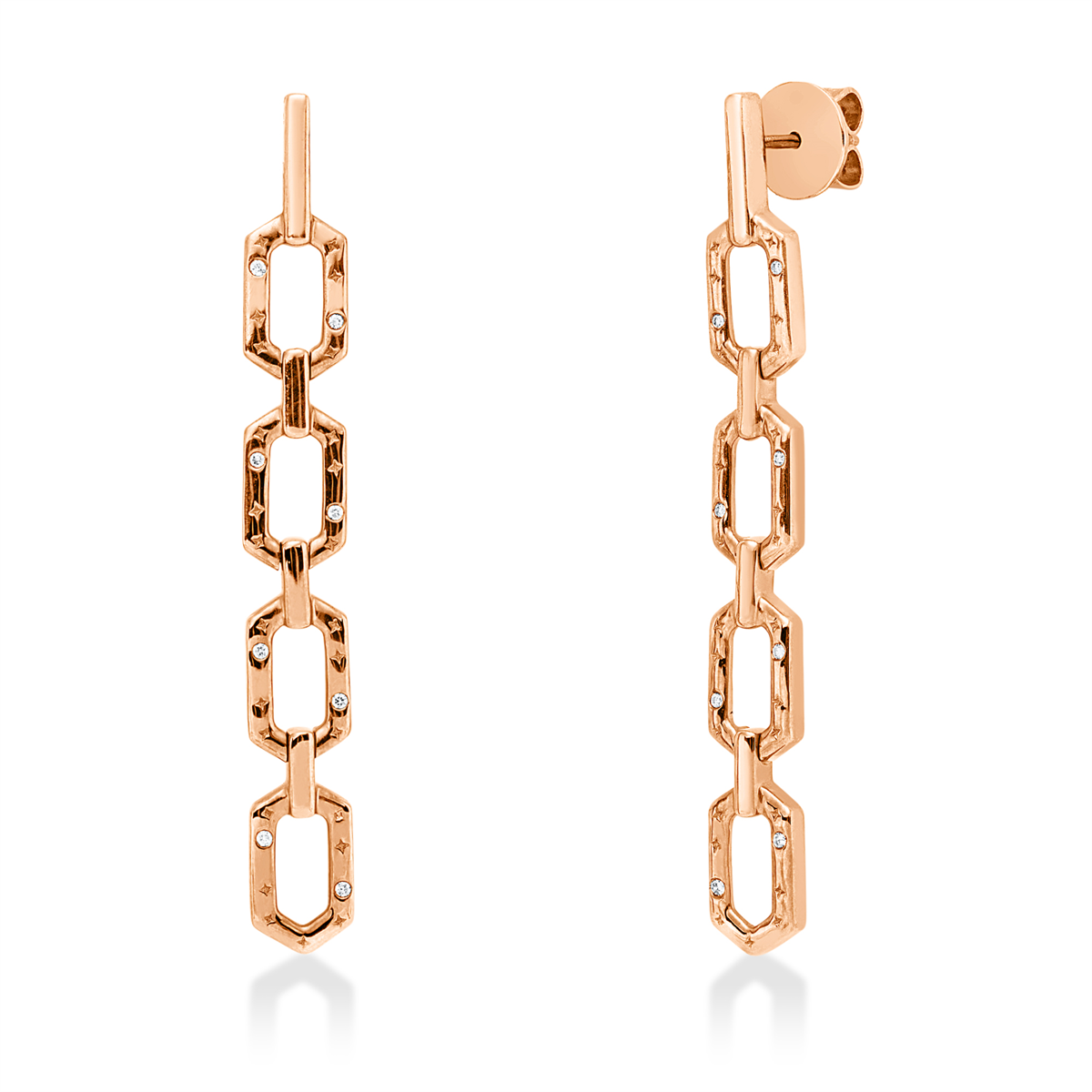 diamond full cut modern woman studs in red gold