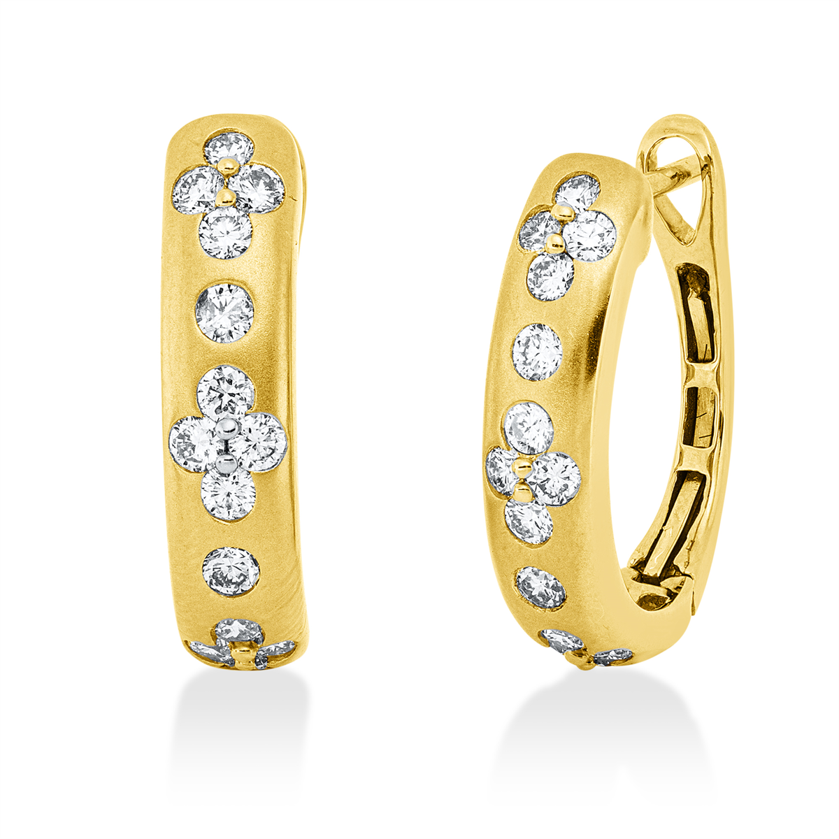diamond full cut modern woman hoops & huggies in yellow gold