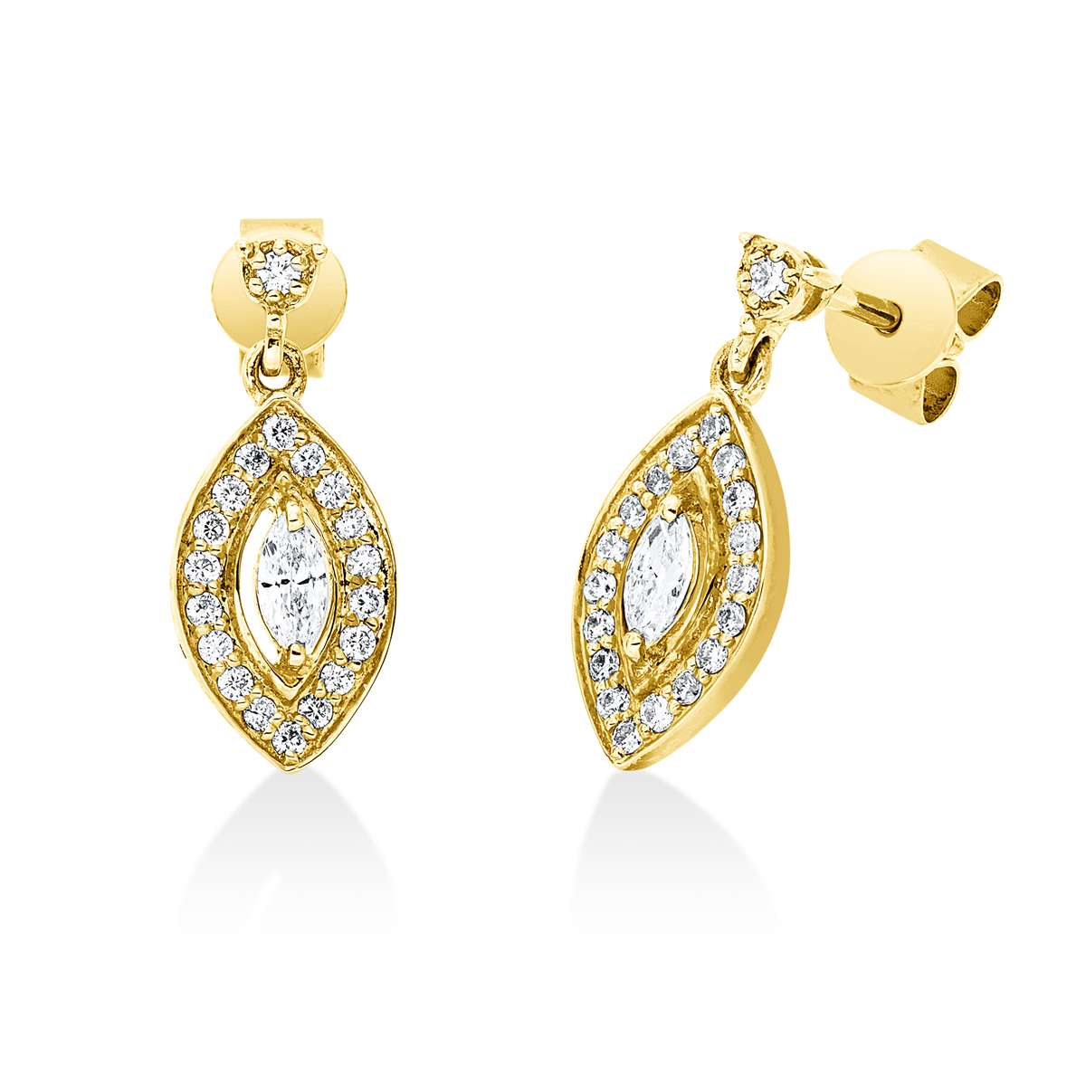 diamond full cut illusion classic studs in yellow gold