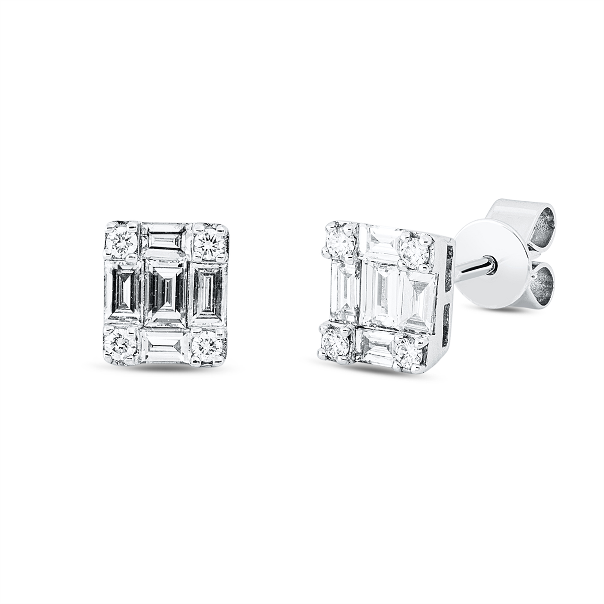 diamond full cut illusion classic studs in white gold