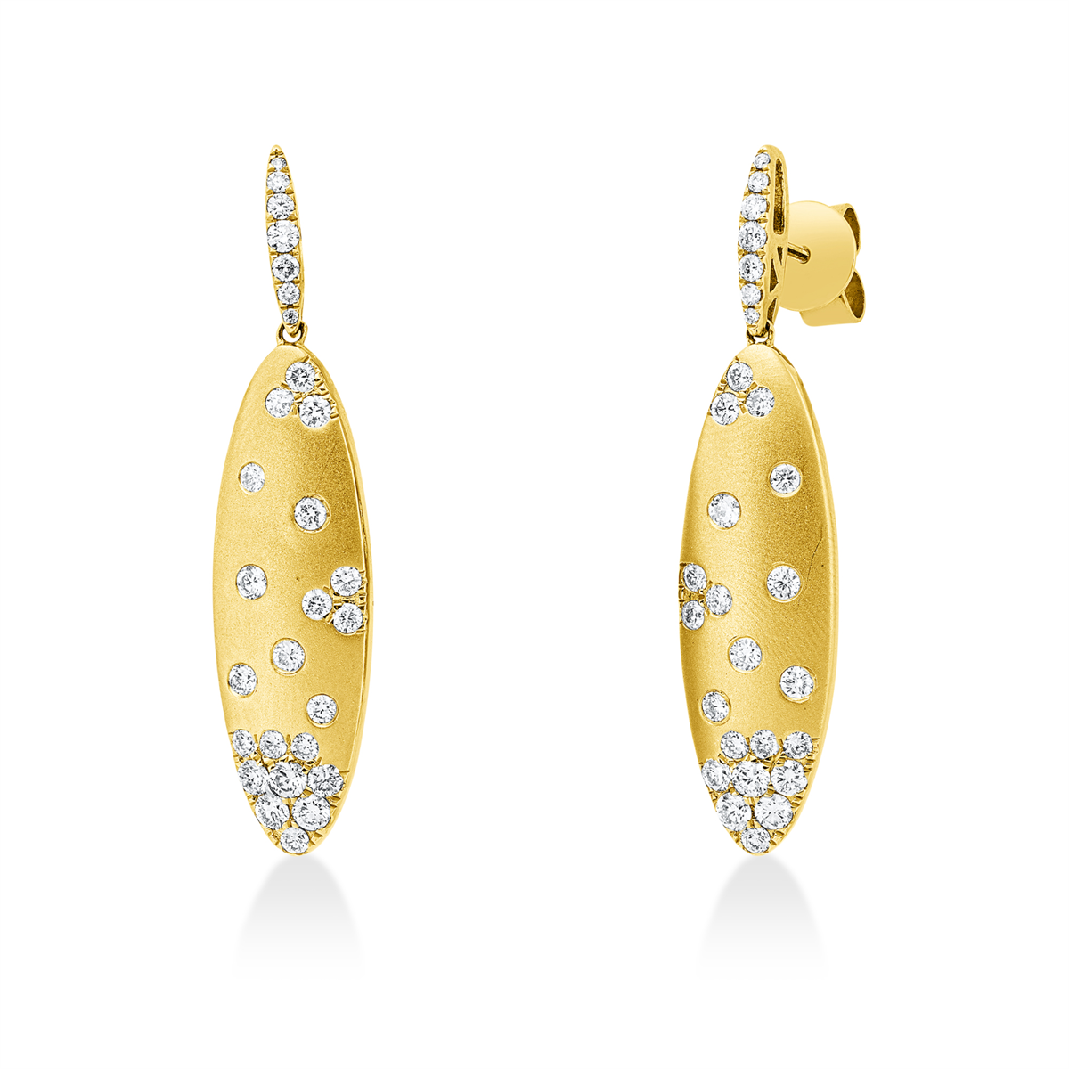 diamond full cut modern woman earrings in yellow gold
