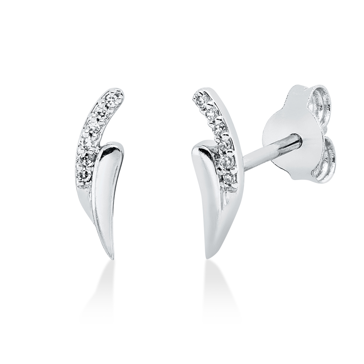 diamond single cut modern woman studs in white gold