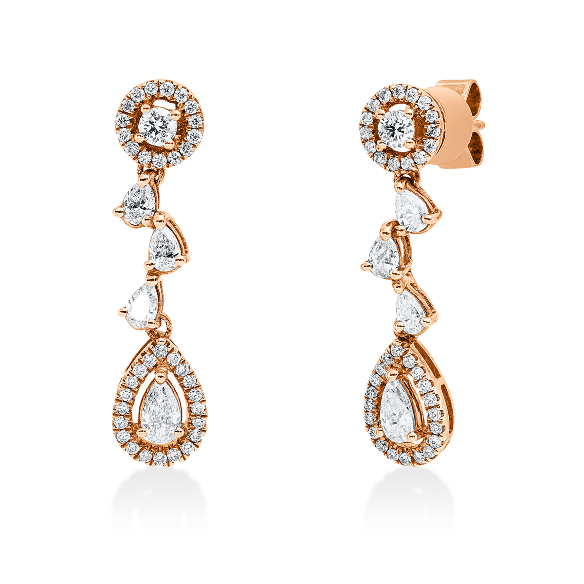 diamond full cut exclusive earrings in red gold