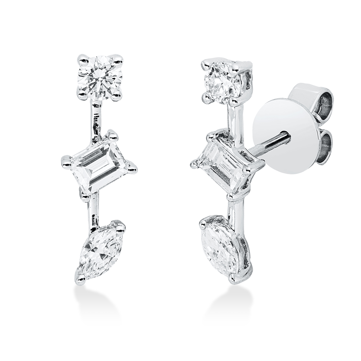 diamond full cut modern woman studs in white gold