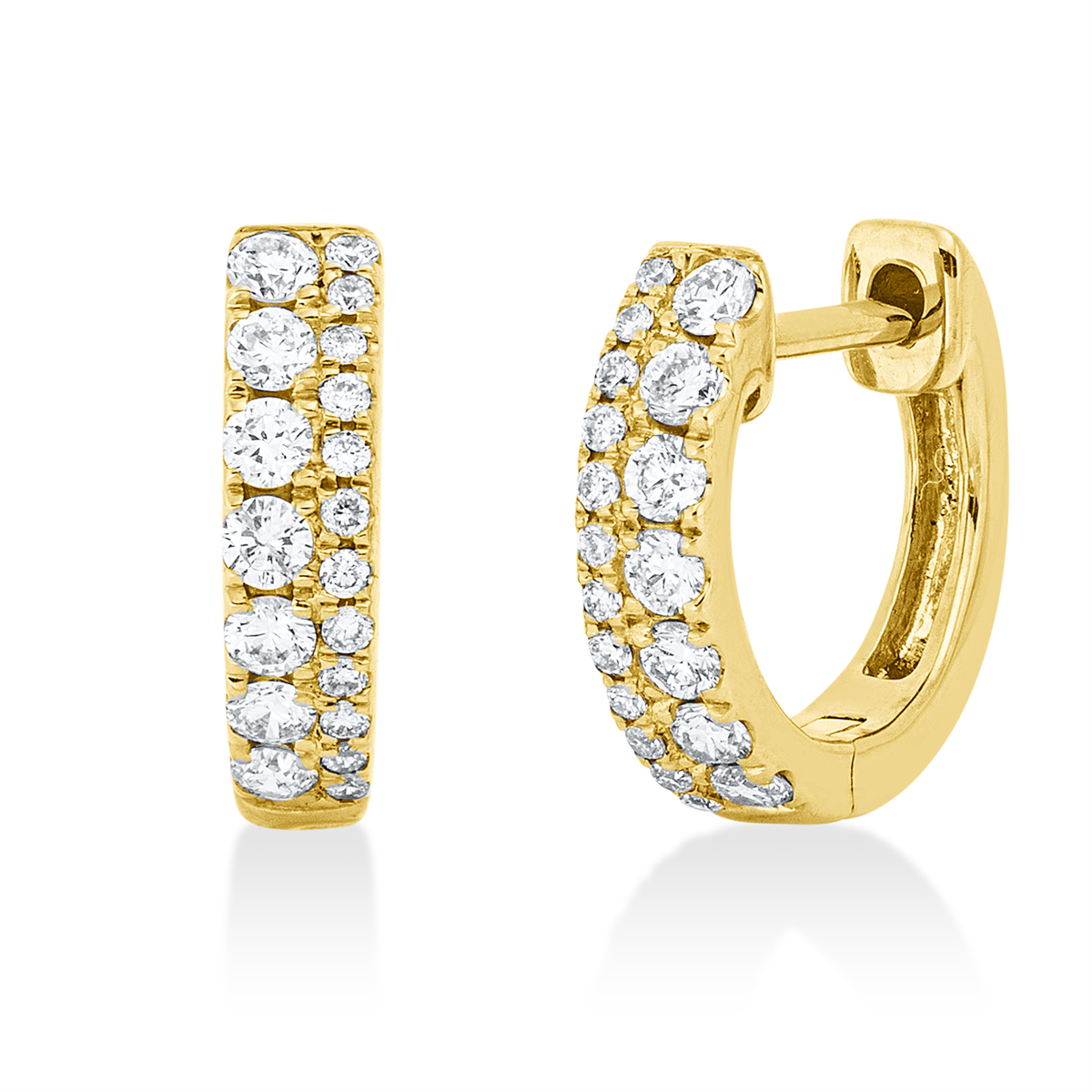 diamond full cut modern woman hoops & huggies in yellow gold