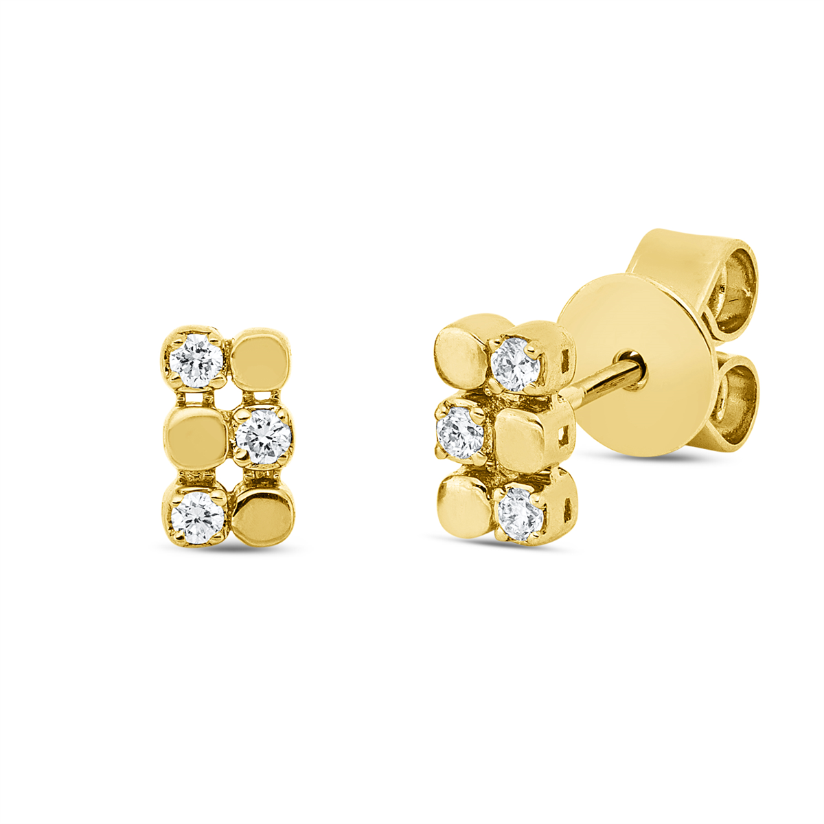 diamond full cut modern woman studs in yellow gold