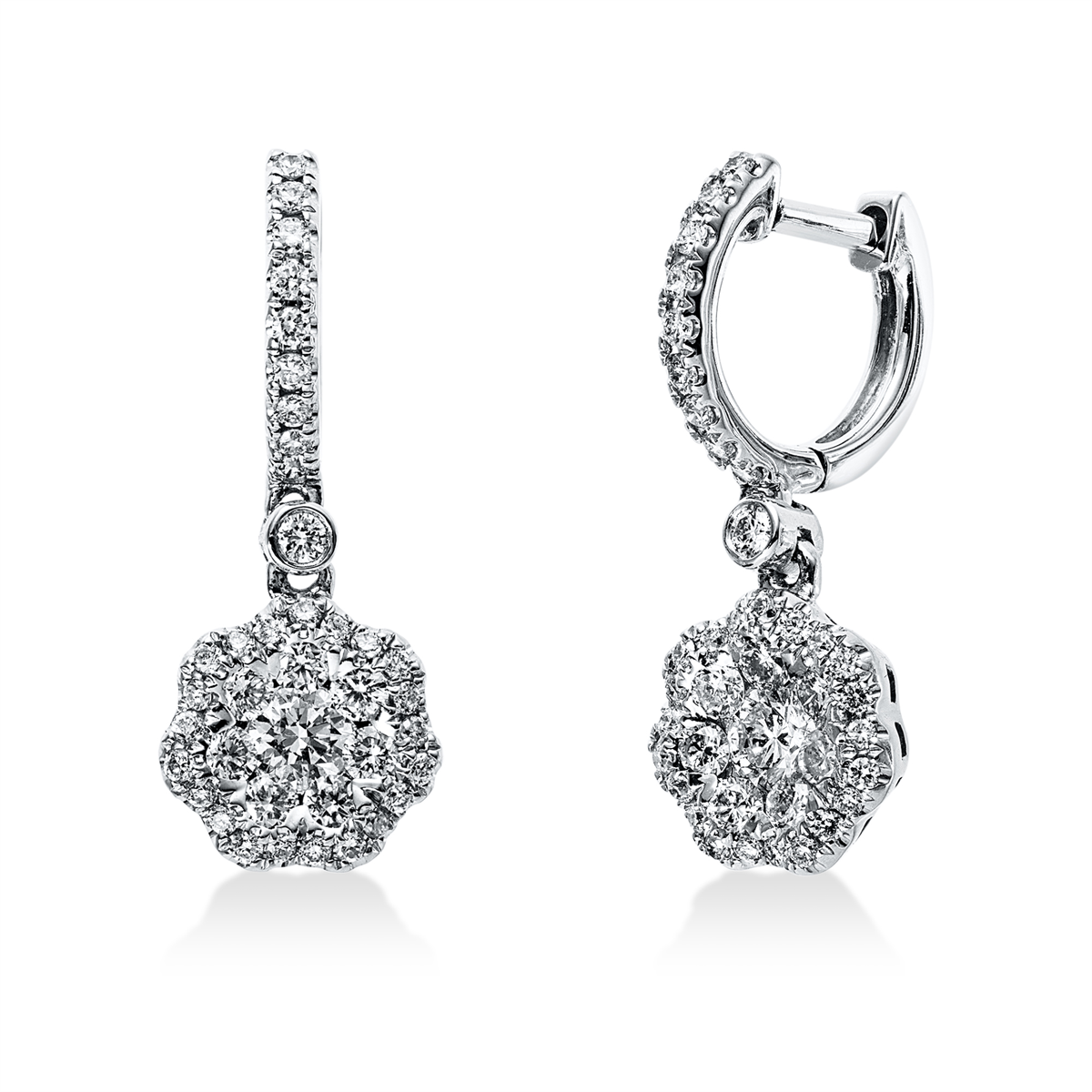 diamond full cut illusion classic earrings in white gold