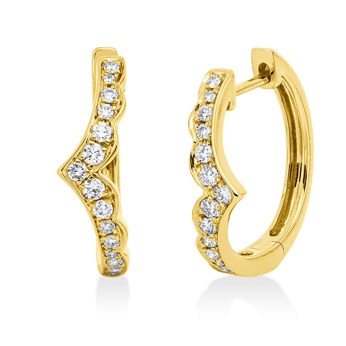 diamond full cut multi-stone hoops & huggies in yellow gold