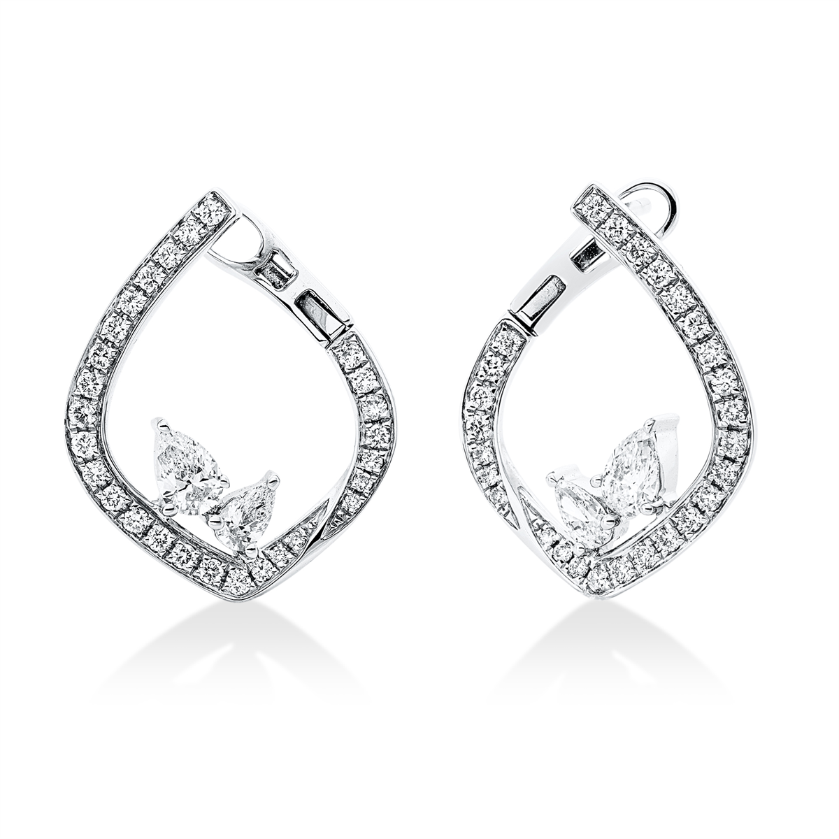 diamond full cut modern woman hoops & huggies in white gold