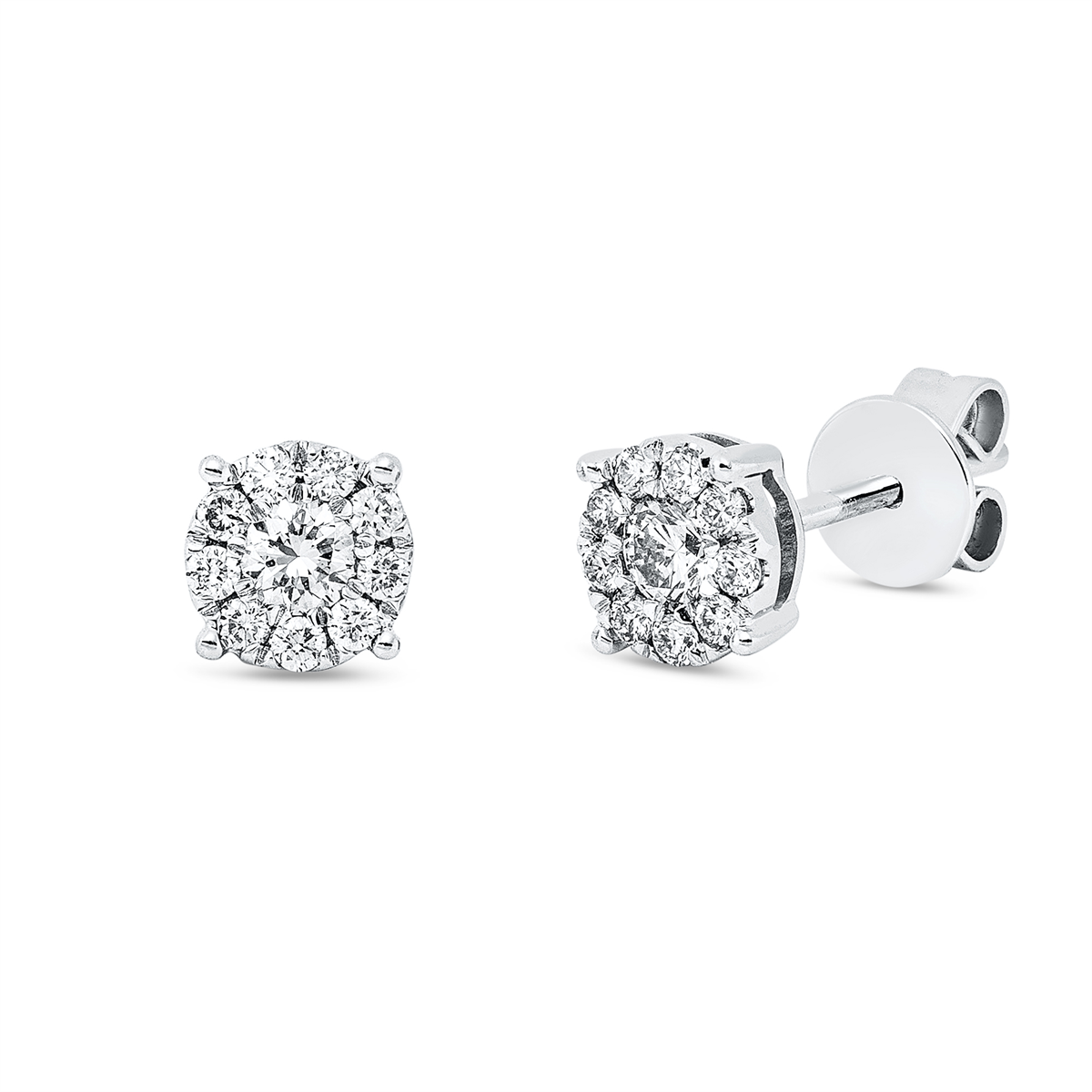 diamond full cut solitaire studs in white gold
