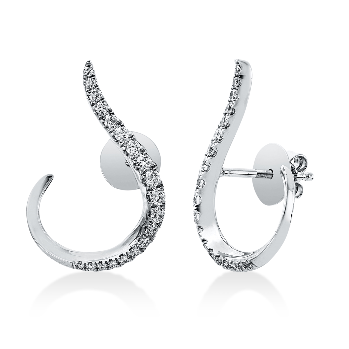 diamond full cut modern woman studs in white gold