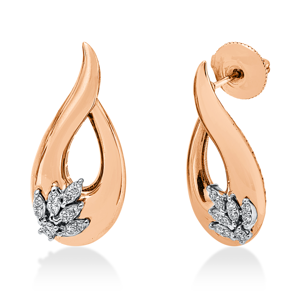 diamond full cut modern woman studs in red gold / white gold