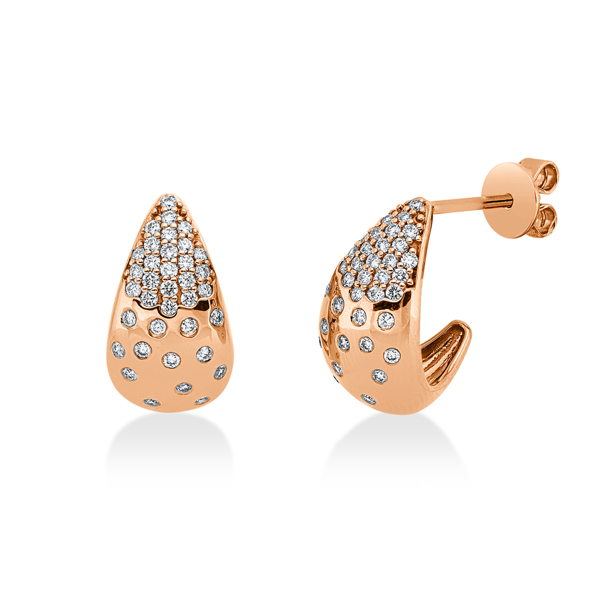 diamond full cut modern woman studs in red gold