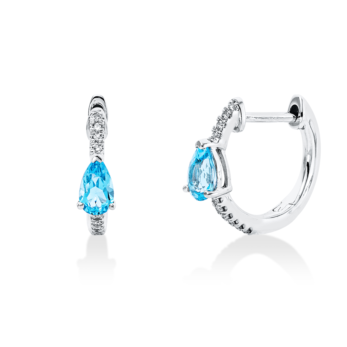 diamond full cut topaz colored stone fashion hoops & huggies in white gold