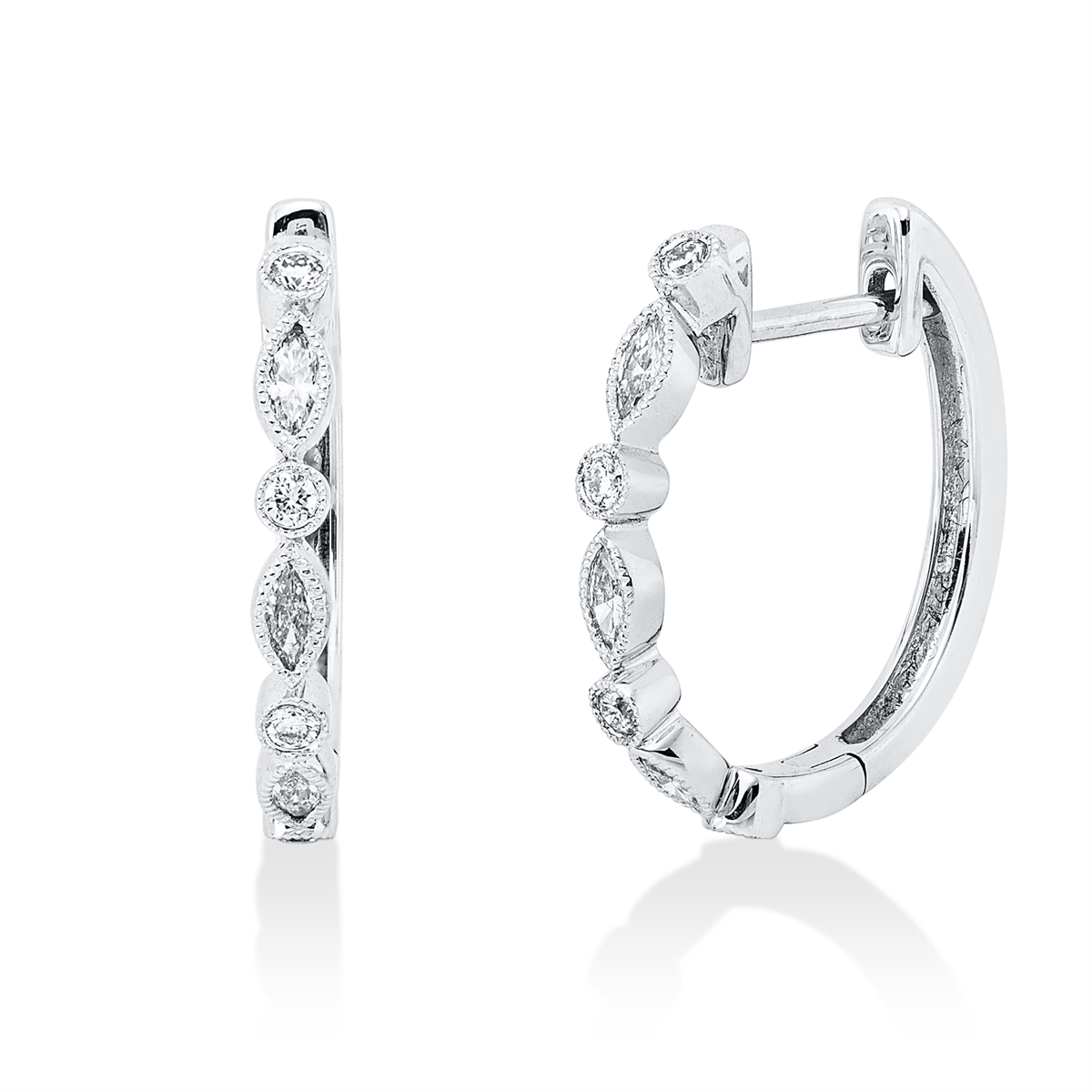 diamond full cut multi-stone hoops & huggies in white gold