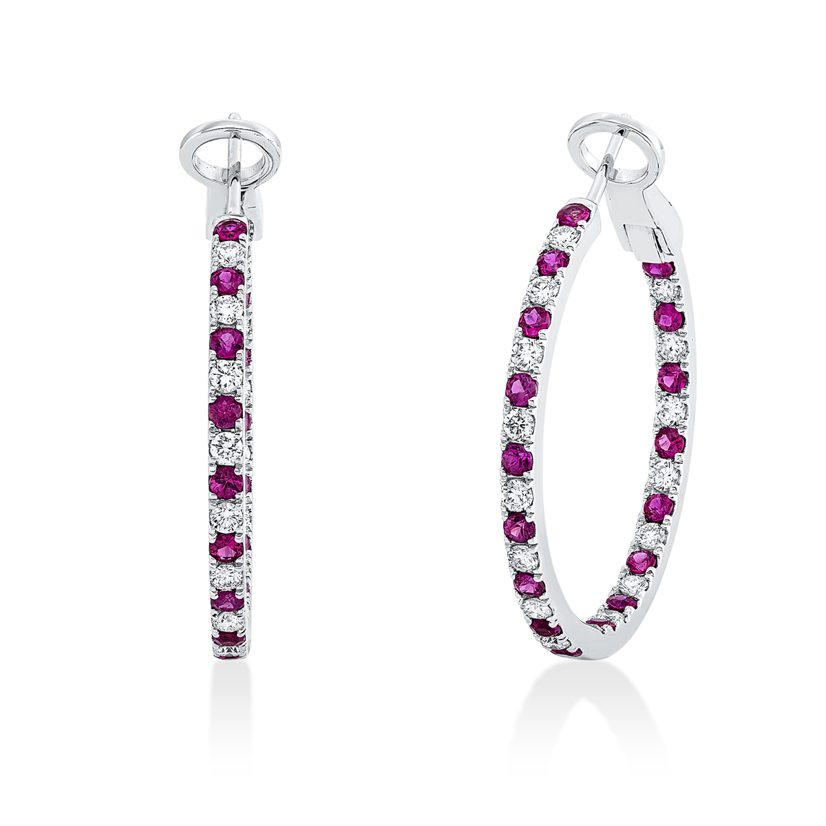 colored stone classic hoops & huggies - 2X173