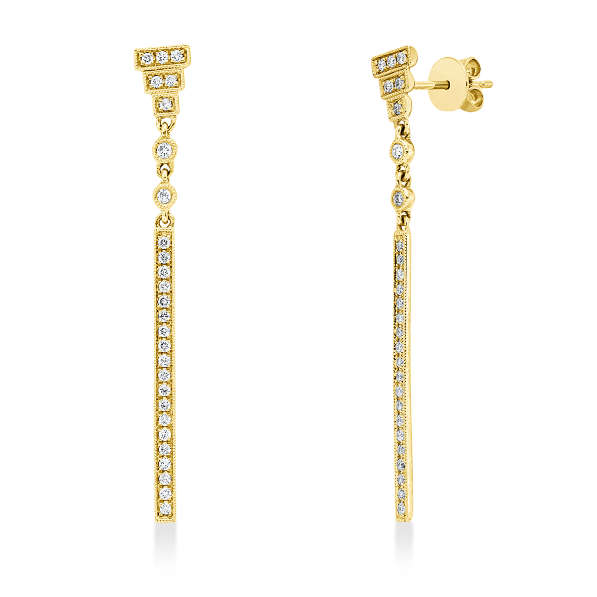 diamond full cut modern woman earrings in yellow gold