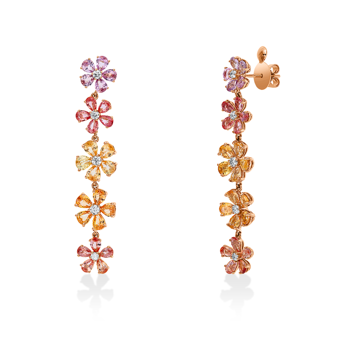 diamond full cut color stones colored stone classic earrings in yellow gold