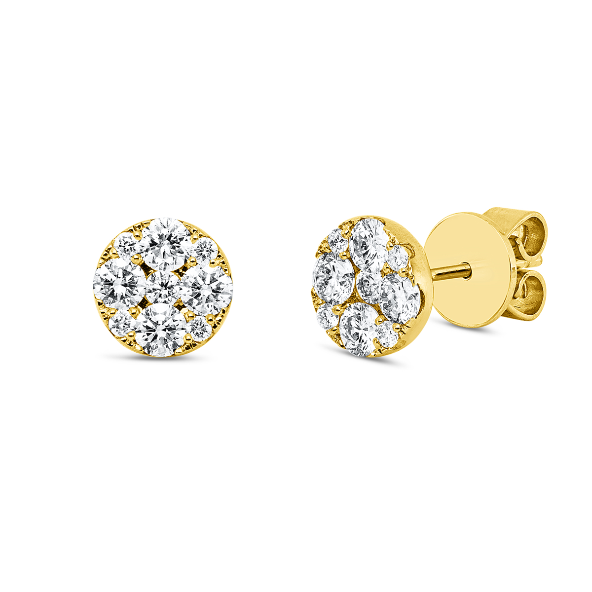 diamond full cut illusion classic studs in yellow gold