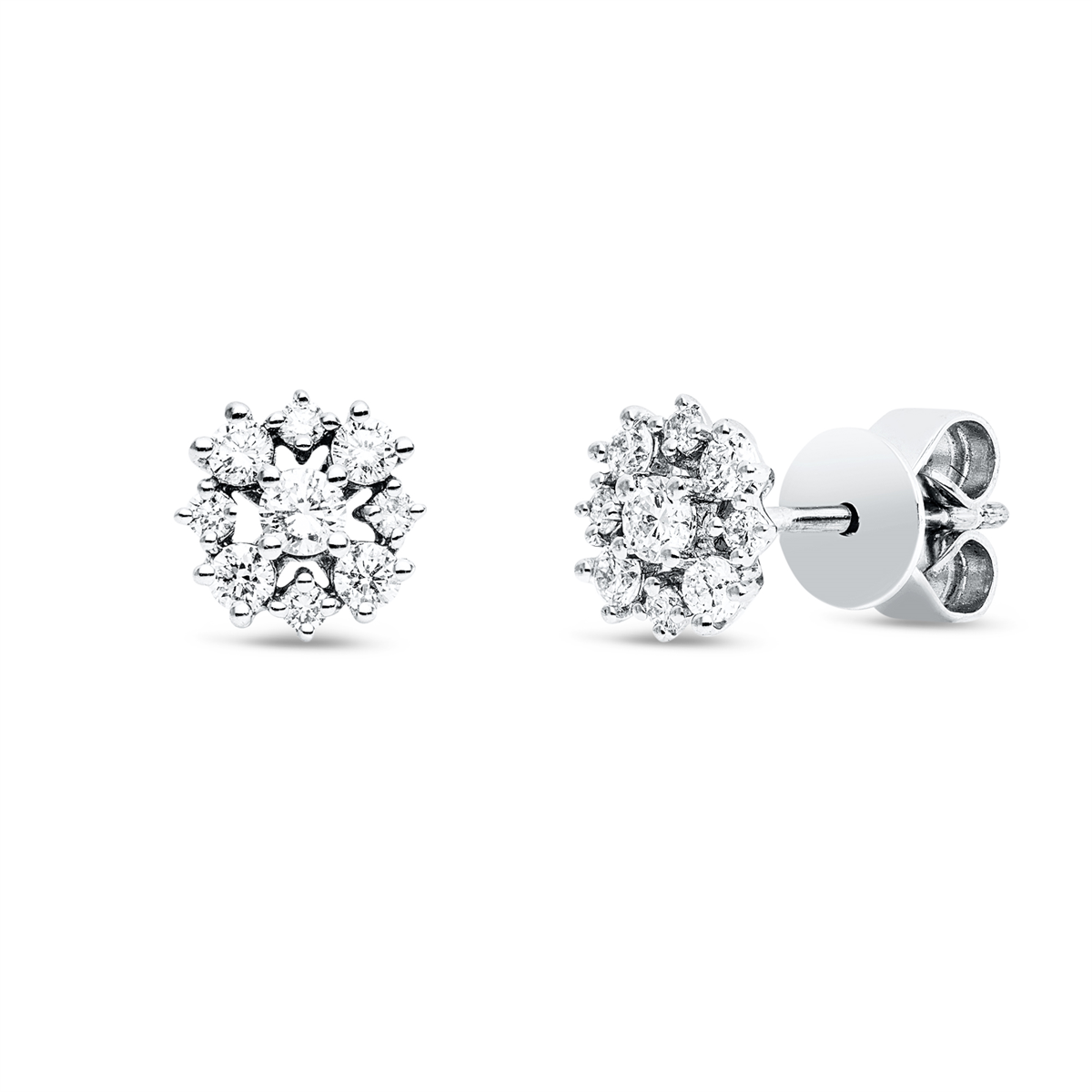 diamond full cut illusion classic studs in white gold