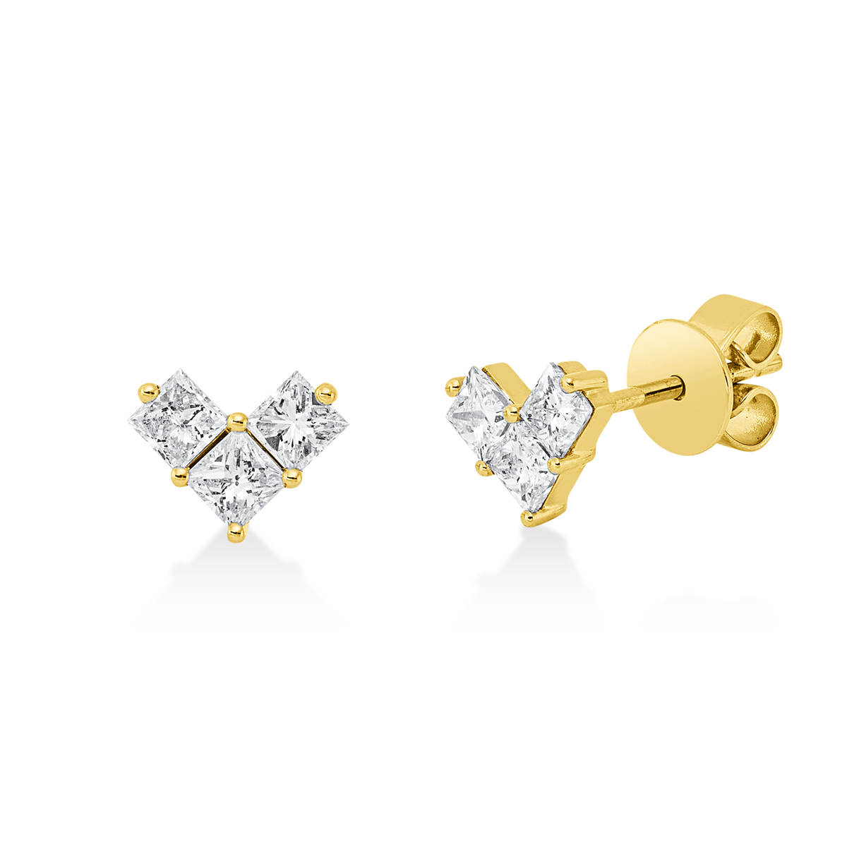 princess modern woman studs in yellow gold