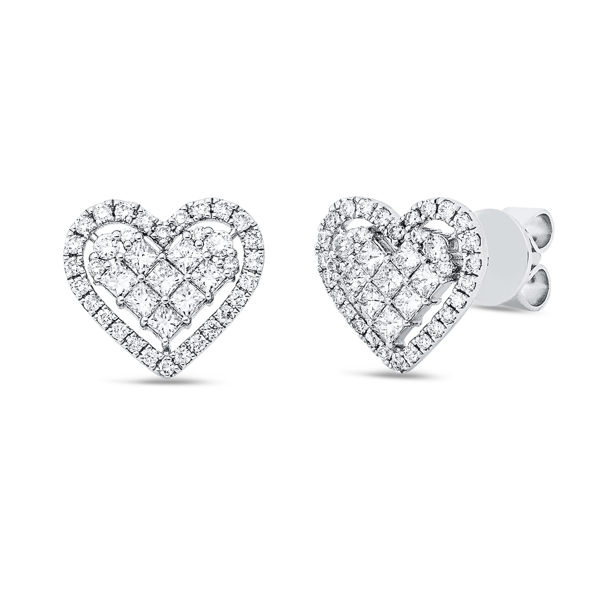 princess illusion classic studs in white gold