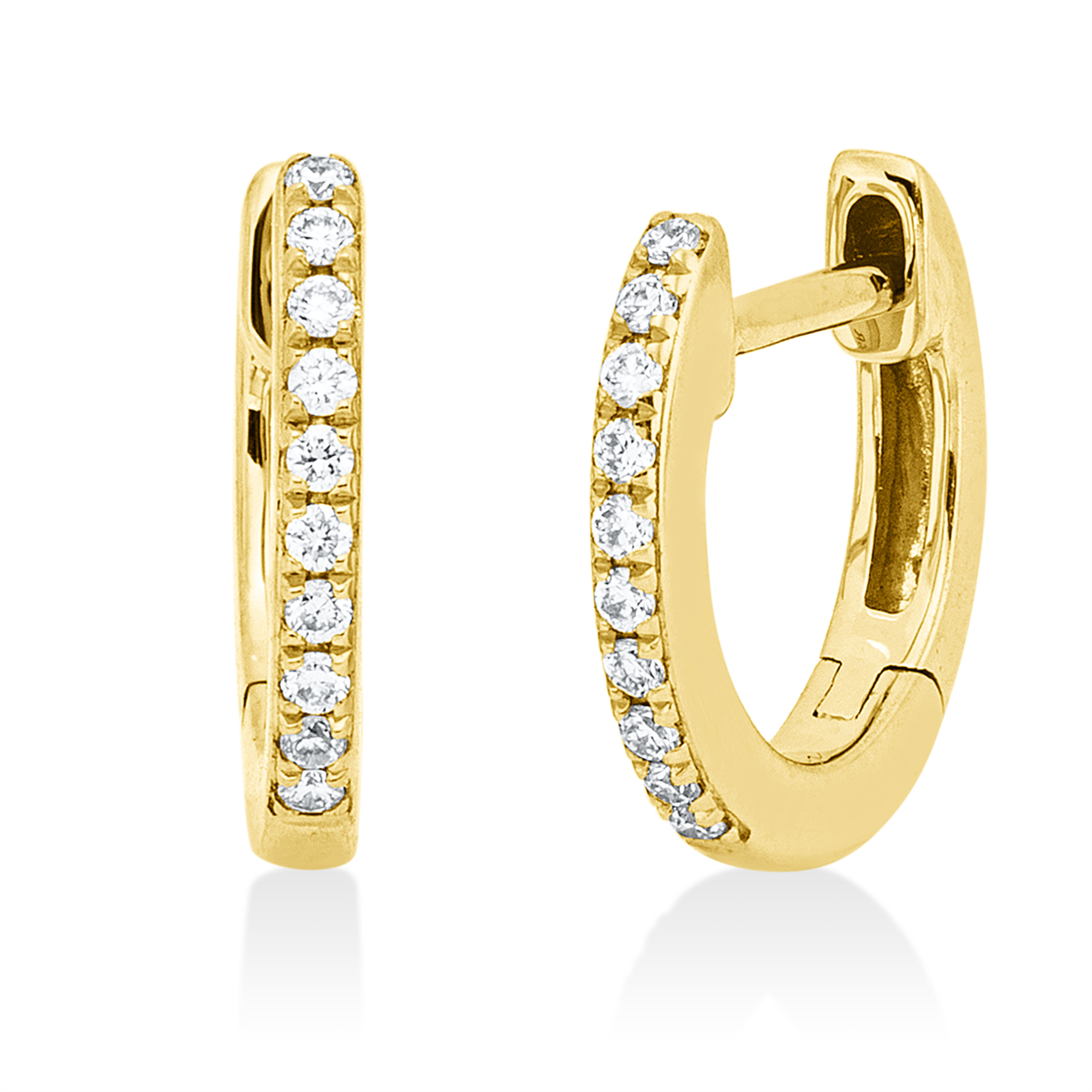 diamond full cut multi-stone hoops & huggies in yellow gold