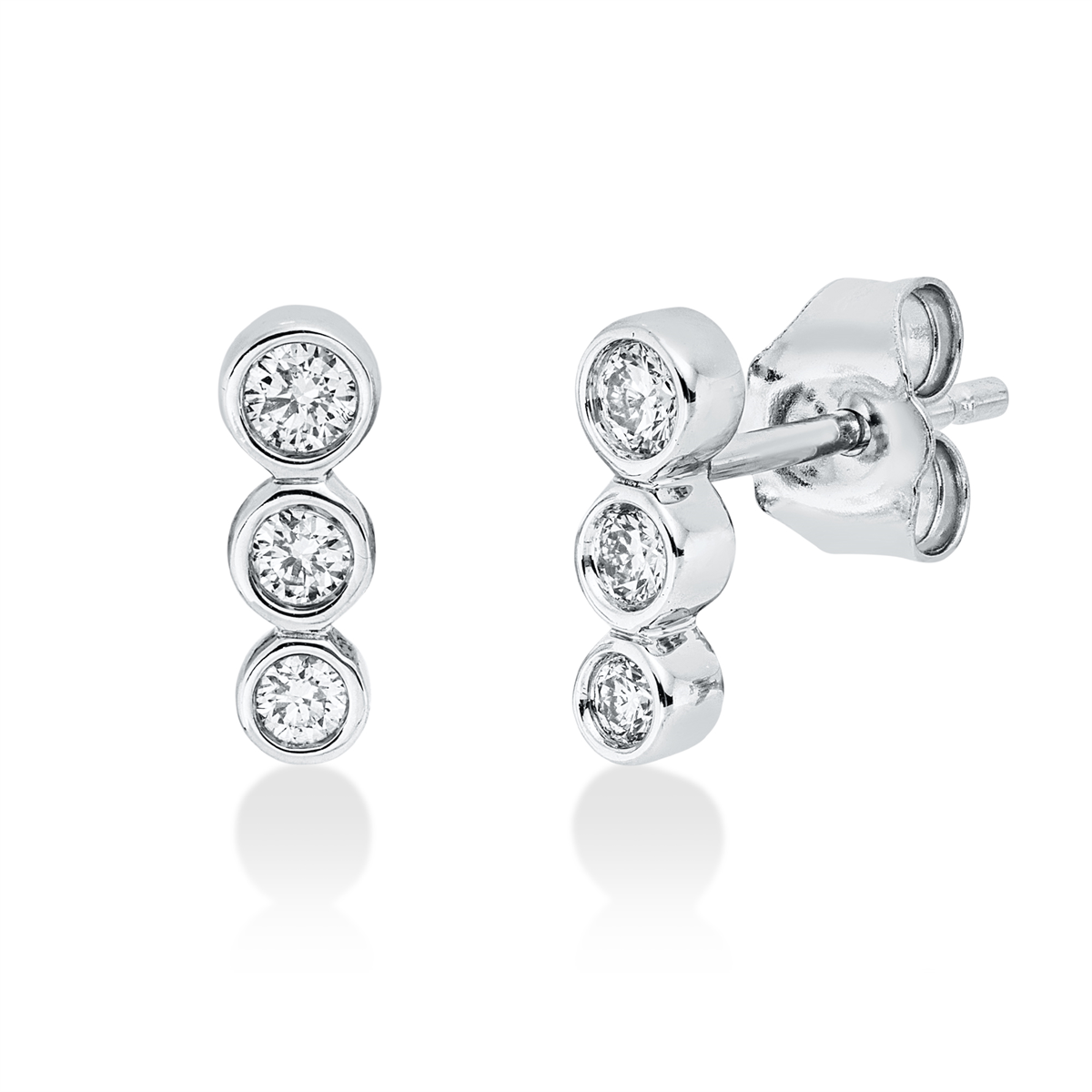 diamond full cut modern woman studs in white gold