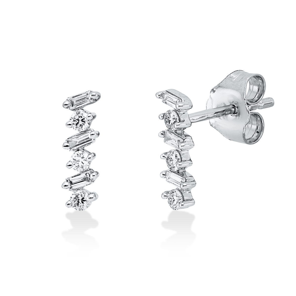 diamond full cut baguette earrings in white gold
