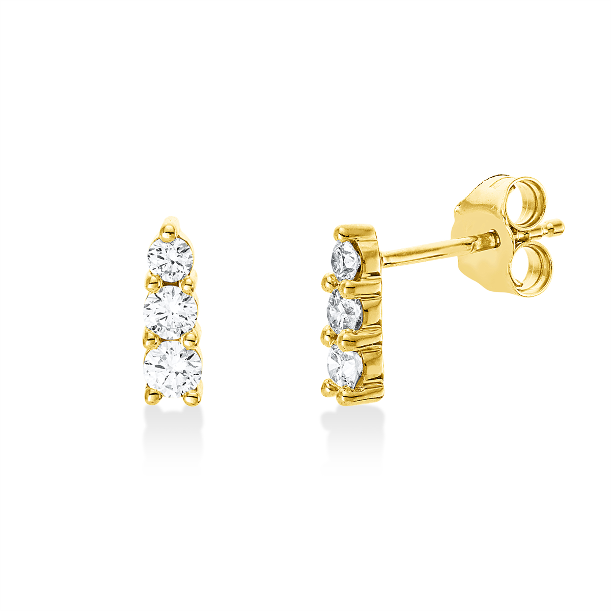 diamond full cut modern woman studs in yellow gold