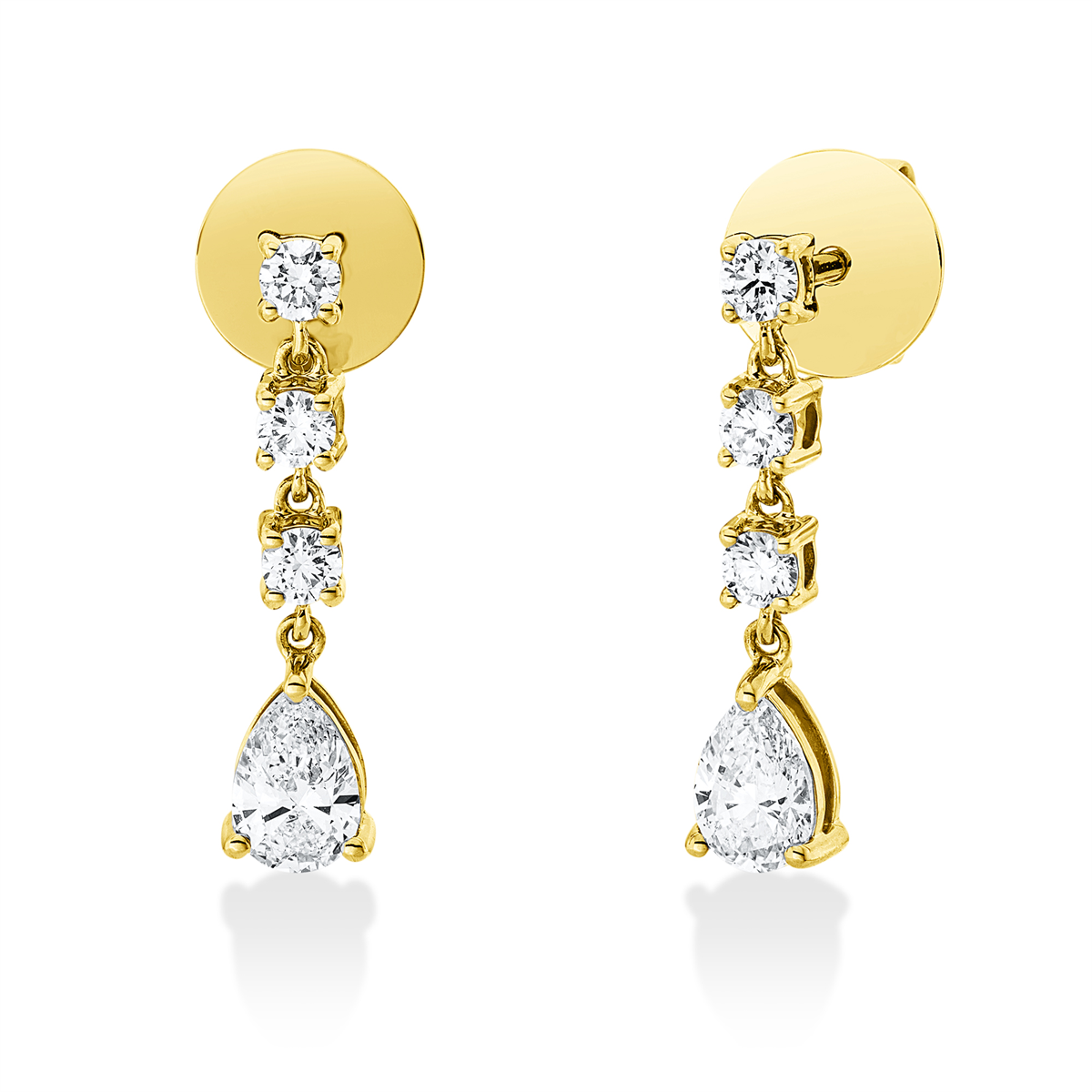 diamond full cut modern woman earrings in yellow gold