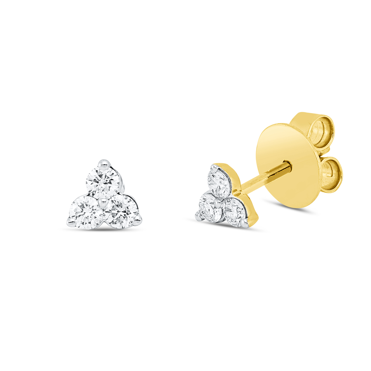 diamond full cut modern woman studs in yellow gold